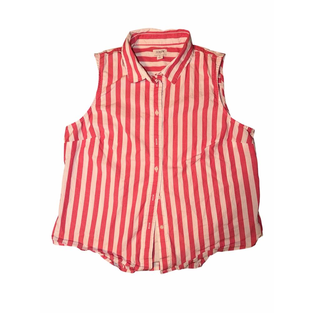 J. Crew Women’s Large Striped Sleevles Lightweight Cotton Top